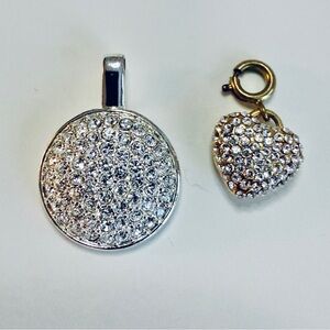 Rhinestone Silver-tone and Gold-tone Crystal Pendant & Charm Set